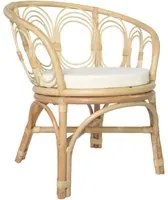 Sedia da Pranzo con Cuscino in Rattan Naturale e Lino 325475