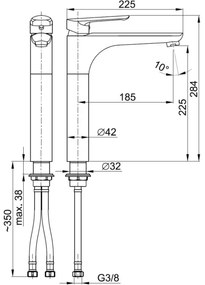 KFA Armatura 5022-712-00 - Rubinetto del lavandino + scarico TANZANIT 28,4 cm cromo lucido