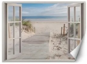 Carta Da Parati, Vista finestra spiaggia mare natura 210x150
