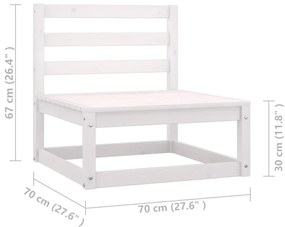 Set Salotto da Giardino 6 pz Bianco in Legno Massello di Pino