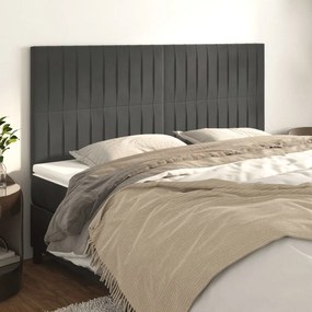 Testiera 4 Pz Grigio Scuro 90x5x78/88 Cm İn Velluto /
