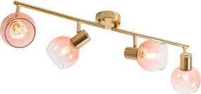 Faretto intelligente dorato con vetro rosa incl. 4 Wifi P45 - VIDRO