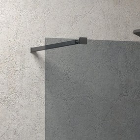 Kamalu - parete doccia walk in 100 cm con vetro fumé e profilo nero opaco kw-100bf