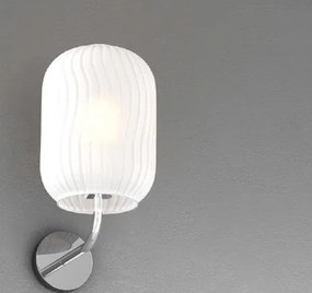 Applique cromo 1 luce vetro bianco fog 1181cr-at-bf