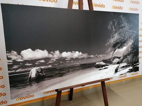 Quadro su tela – Spiaggia Anse Source in bianco e nero
