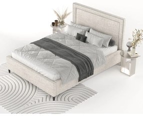 Letto matrimoniale imbottito crema con spazio contenitivo e rete 180x200 cm Baleine - Maison de Rêve