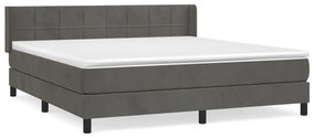 Giroletto a molle con materasso grigio scuro 180x200 cm velluto