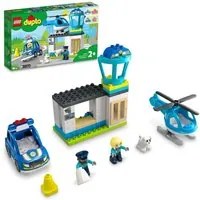 Lego duplo 10959 stazione di polizia ed elicottero, set per bambini di 2+ anni, macchina giocattolo con luci e sirene