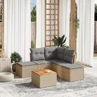 Set Divano da Giardino 6 pz con Cuscini Beige in Polyrattan 3223672