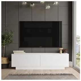 Mobile Porta TV Da Terra 140x35x38 Bianco Con Vani Salvaspazio Fonda