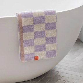 Asciugamano da bagno in cotone biologico giallo chiaro e viola 70x133 cm Retro - Mette Ditmer Denmark