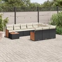 Set Divani da Giardino 11 pz con Cuscini in Polyrattan Nero 3260446