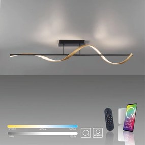 Plafoniera LED moderno Q-Swing, ottone 18x121 cm, luce con 3 temperature di colore dimmerabile, 1350 lumen PAUL NEUHAUS