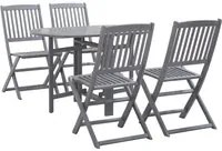 Set da Pranzo per Giardino 5 pz Legno Massello di Acacia Grigio 278926