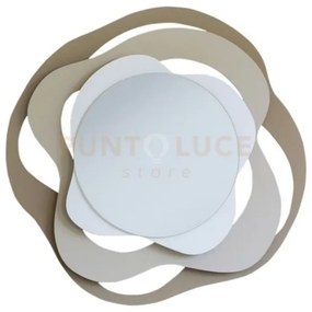 Specchio decorativo da parete isotta bianco beige e nocciola