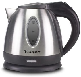 P101BOL001 Bollitore d'Acqua Elettrico, 1630 w, Bollitore 1,2 Litri in Plastica e Acciaio, Senza fili, Acciaio/Nero - Beper