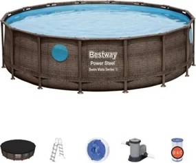 Piscina rattan con oblò rotonda ø 488x122 cm con pompa a cartucce Bestway 56725