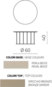 Tavolino tondo D60 cm con base in metallo Beige e piano in vetro Bronzo MUTE