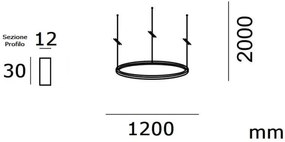 Lampadario Circolare a Sospensione Ø120cm - Bianco