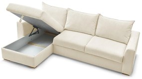 Divano angolare color crema allungabile (con composizione variabile) con rivestimento in velluto a coste Augustin – Bobochic Paris