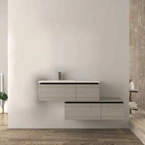 Mobile da bagno 140 cm sospeso moderno rovere sbiancato Slide