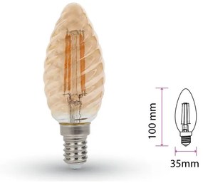 Lampada Filo Led a Filamento E14 C35 4W=35W Bianco Caldo 2200K Amber Copertura Vortici Cover Twist SKU-7115