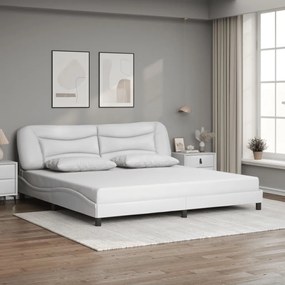 Giroletto Con Testiera Bianco 200x200 Cm İn Similpelle /