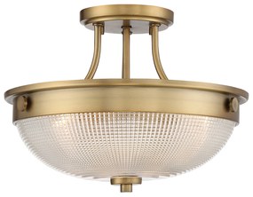 Lampadario Contemporaneo Mantle Vetro Ottone Anticato 2 Luci E27