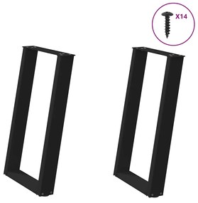 Gambe Tavolo Pranzo A Forma U 2 Pz Nero 50x(72-73) Cm Acciaio /