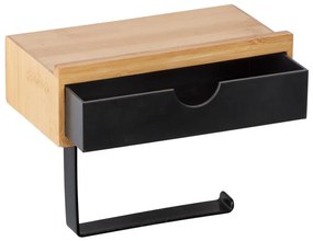 WENKO 24754100 - Porta rotolo per carta igienica BAMBUSA 18,5x14 cm marrone/nero