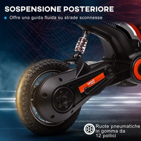 Moto Elettrica per Bambini con Acceleratore Manuale 2 Velocità 8-16km/h Rosso...