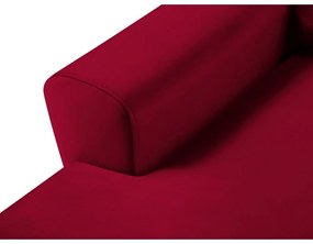 Divano angolare rosso allungabile e con contenitore (con penisola a sinistra/con chaise lounge) con rivestimento in velluto Kyoto – Cosmopolitan Design