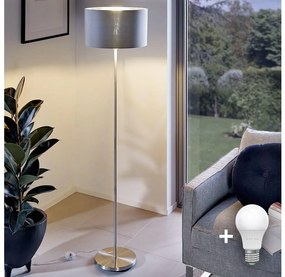 Lampada da terra a LED TUNJA 1xE27/20W/230V Ø 30 cm cromo opaco/grigio