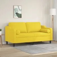 Divano a 2 Posti con Cuscini Giallo Chiaro 140 cm in Tessutocod mxl 95003