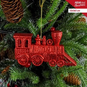 Addobbo Albero Di Natale Iridescente o Glitterata Treno N°9 12x3x5cm