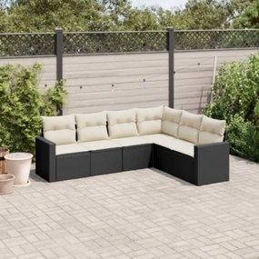 Set divano da giardino 6 pz con cuscini nero in polyrattan