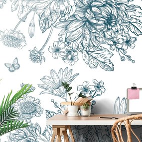 Carta da parati autoadesiva – Bouquet disegnato di fiori