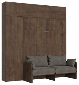 Letto matrimoniale a scomparsa 160 verticale Kentaro Sofà con colonna e pensili, Noce / Colonna e Pensili / ALESSIA 20