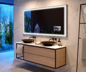 Specchio bagno retroilluminato LED L57 smart specchio per bagno con Stazione meteo Wi-Fi sinistra, Altoparlante Bluetooth