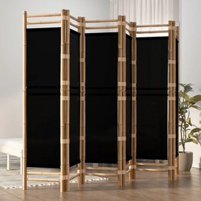 Divisorio Ambienti 6 Pannelli Pieghevole 240 Cm Bambù E Tela /