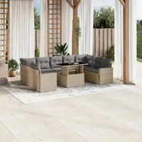 Set Divano da Giardino 10 pz con Cuscini Beige in Polyrattan 3267479