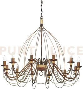 Corte lampadario sospeso ruggine antichizzato 12 luci attacco e14