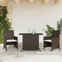 Set Bistr 3 pz con Cuscini Marrone in Polyrattancod mxl 113633