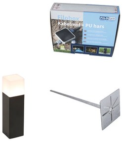 Picchetto da esterno nero vetro opalino 30 cm con picchetto da terra e ghiera per cavi - Denmark