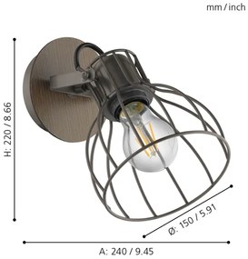 Eglo 98134 - Luce Spot da parete SAMBATELLO 1xE27/40W/230V