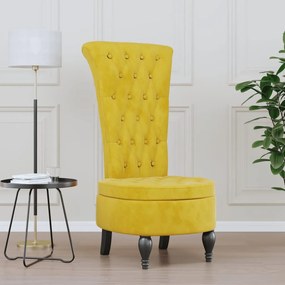 Sedia Schienale Alto Design con Bottoni in Velluto Elegante e Raffinata, Giallo