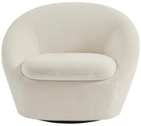 Poltrona girevole arrotondata in Tessuto bouclette Bianco - LACARA