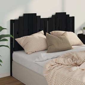 Testiera per letto nera 166x4x110 cm in legno massello di pino