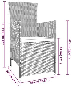 Set da Pranzo da Giardino 7 pz con Cuscini Beige