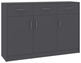 Credenza grigia 110x30x75 cm in legno multistrato